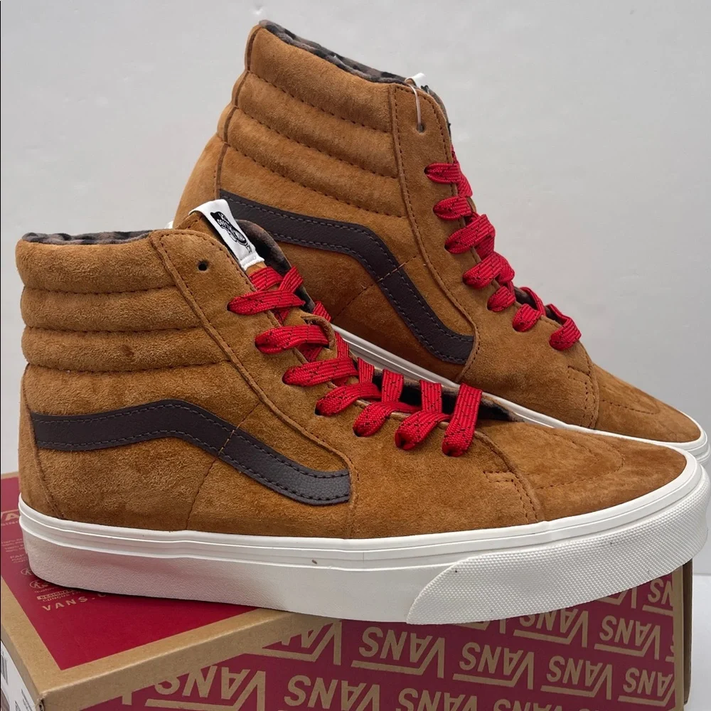 Vans Men’s Tan High-Top Sneakers Sk8-Hi
Pig Suede Plaid Glazed Glaze 
Sneakers - Picture 8 of 16